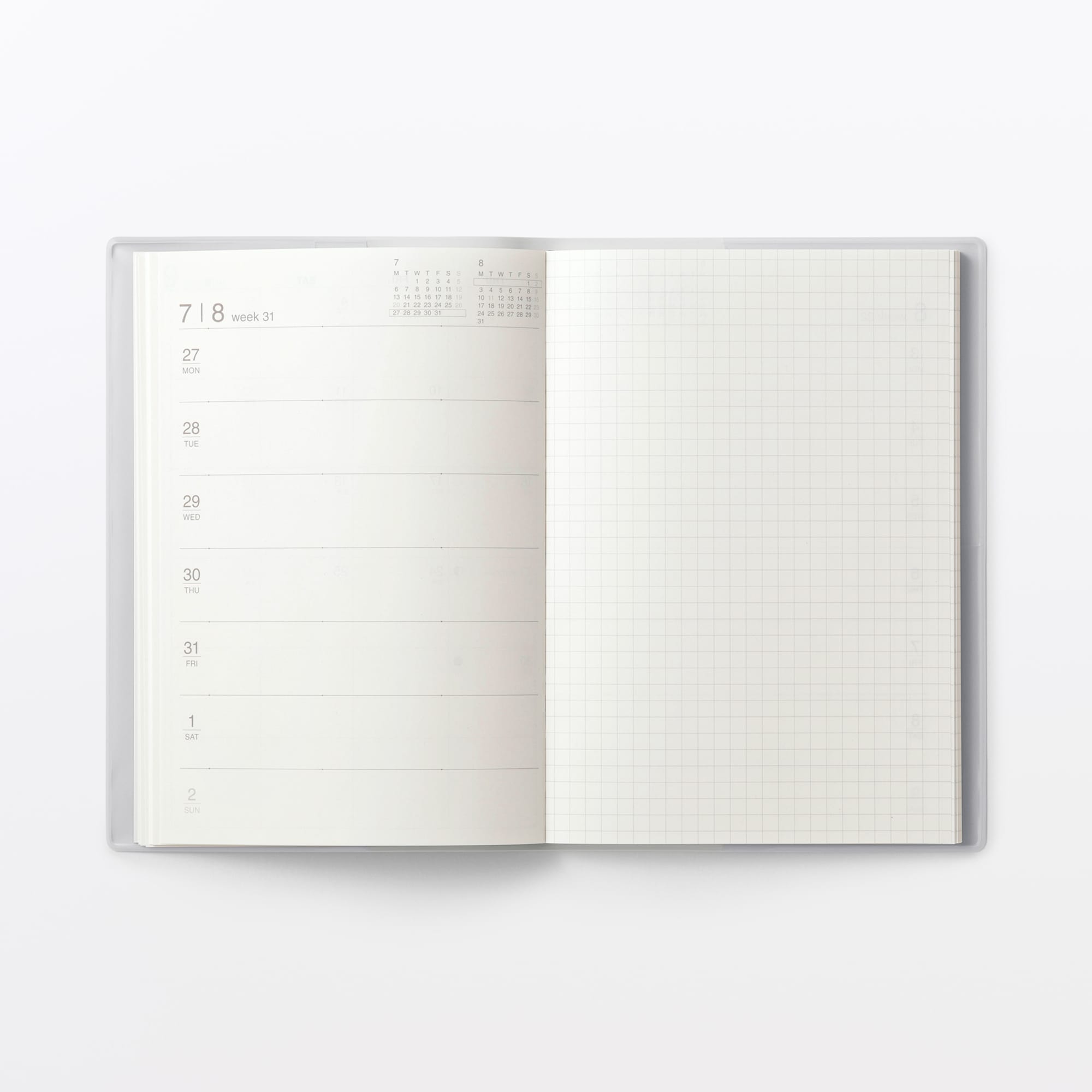 月曜始まりマンスリー／ウィークリースケジュール帳・２０２６年８月始まり