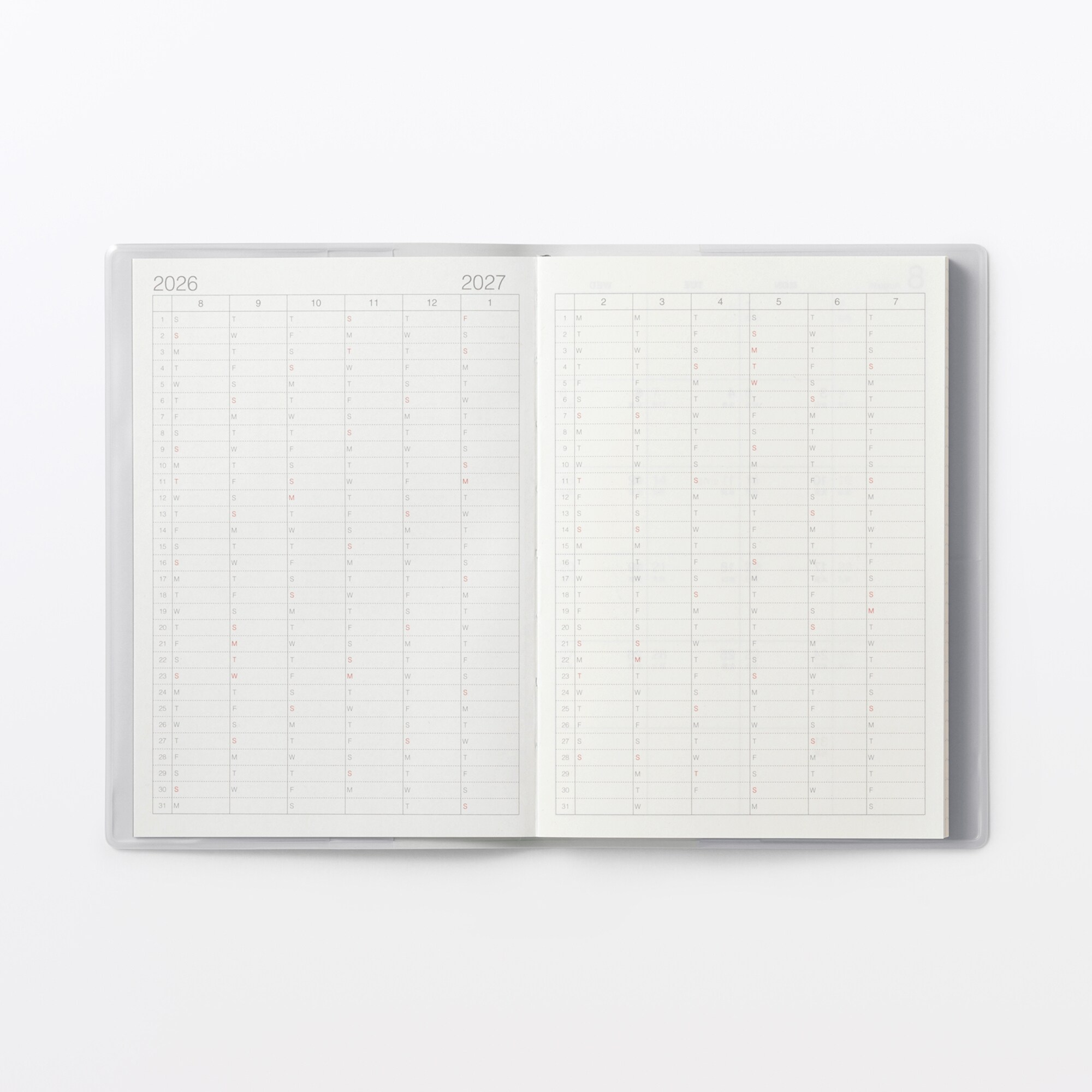 月曜始まりマンスリー／ウィークリースケジュール帳・２０２６年８月始まり