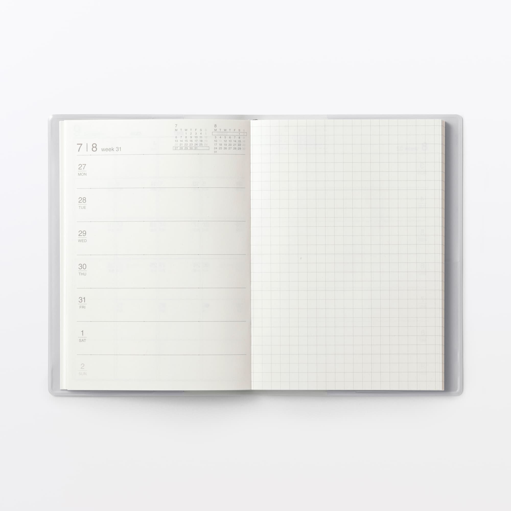 月曜始まりマンスリー／ウィークリースケジュール帳・２０２６年８月始まり