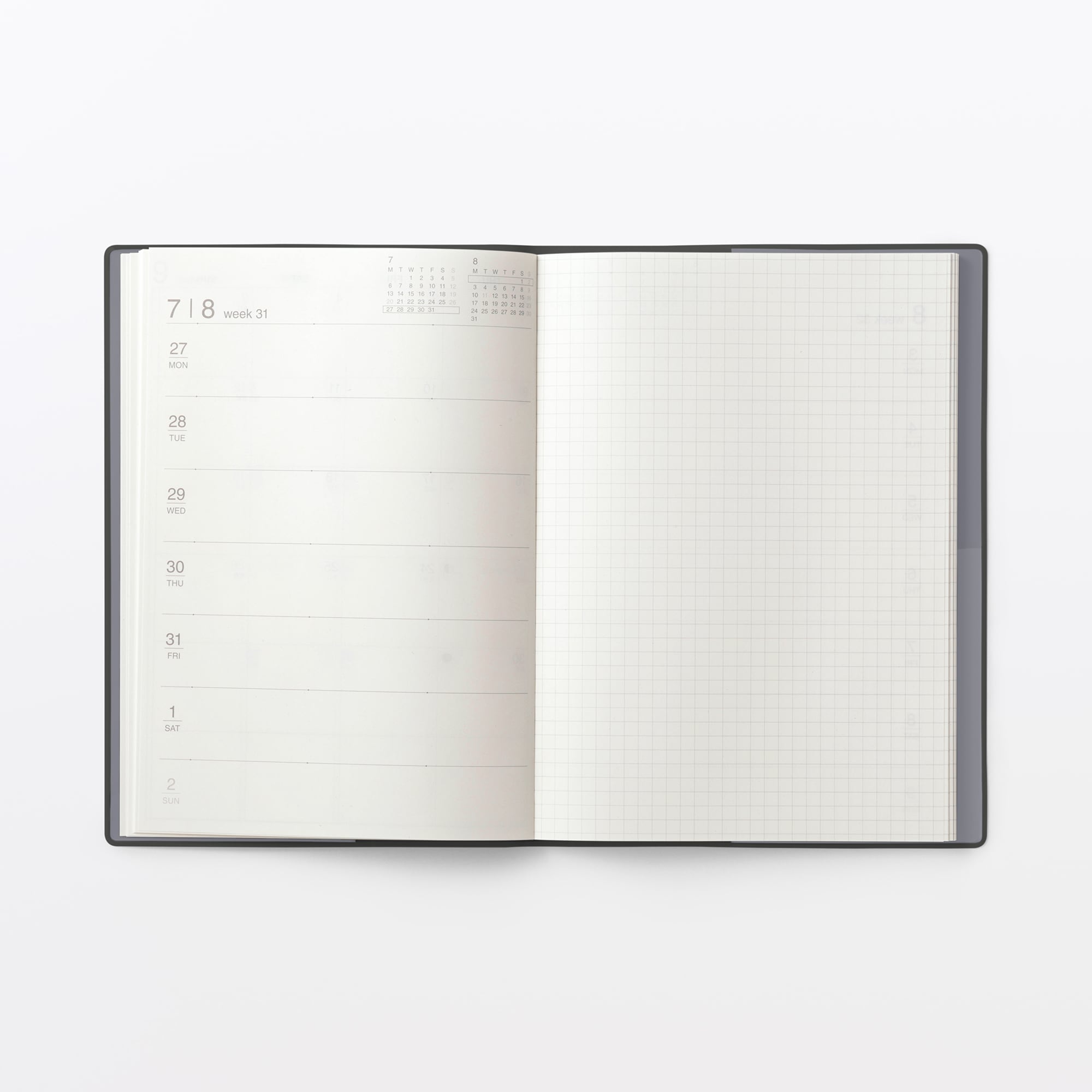 月曜始まりマンスリー／ウィークリースケジュール帳・２０２６年８月始まり