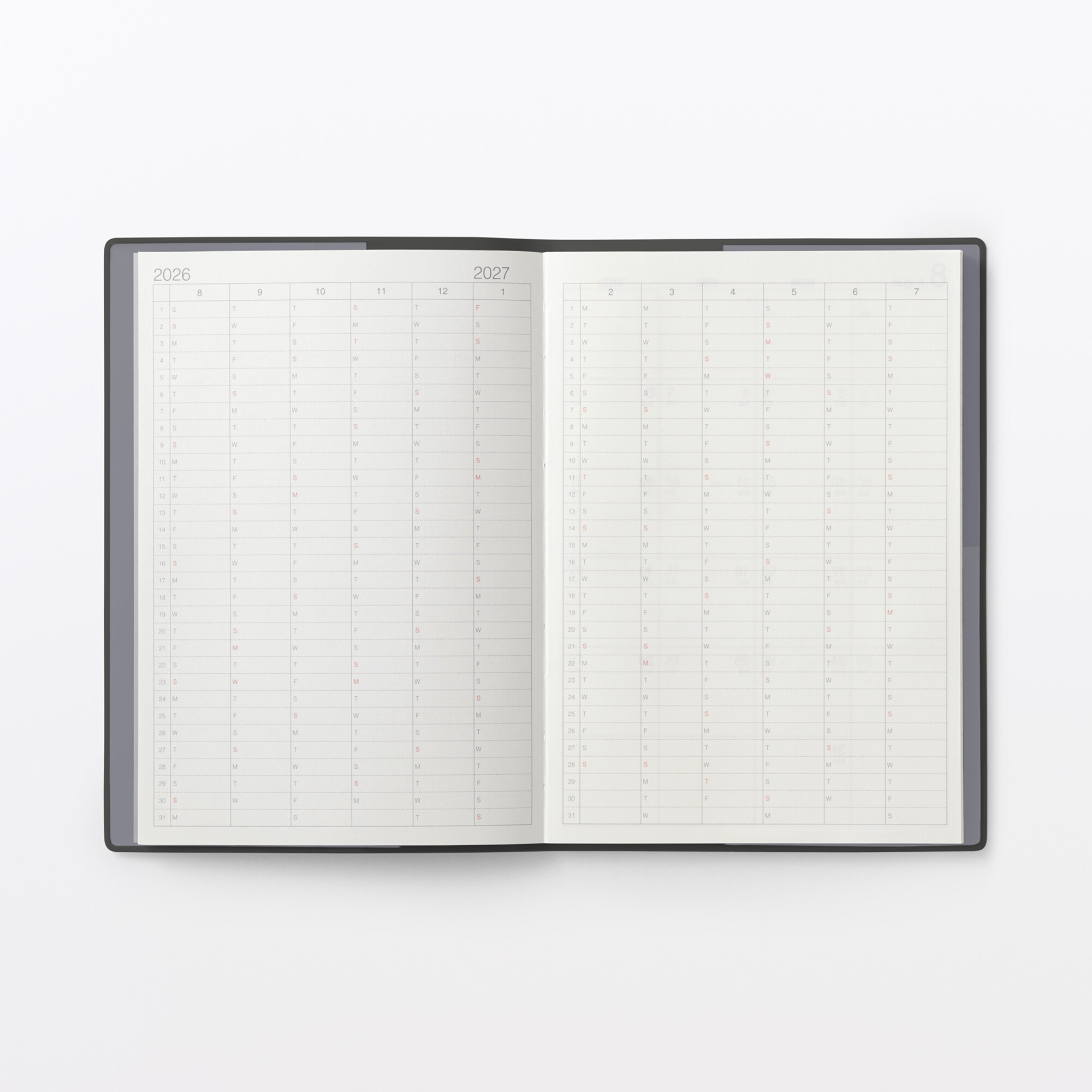 月曜始まりマンスリー／ウィークリースケジュール帳・２０２６年８月始まり