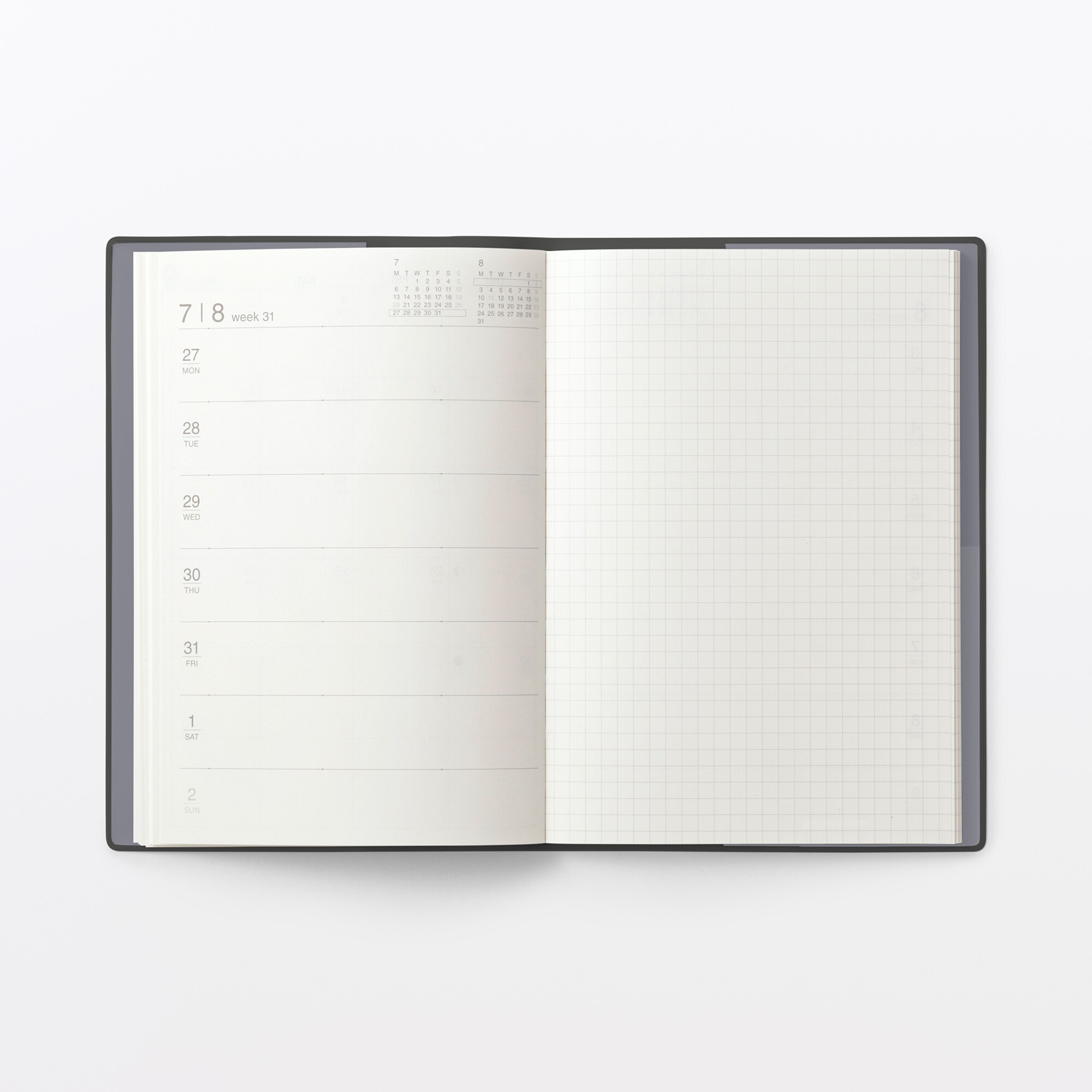 月曜始まりマンスリー／ウィークリースケジュール帳・２０２６年８月始まり