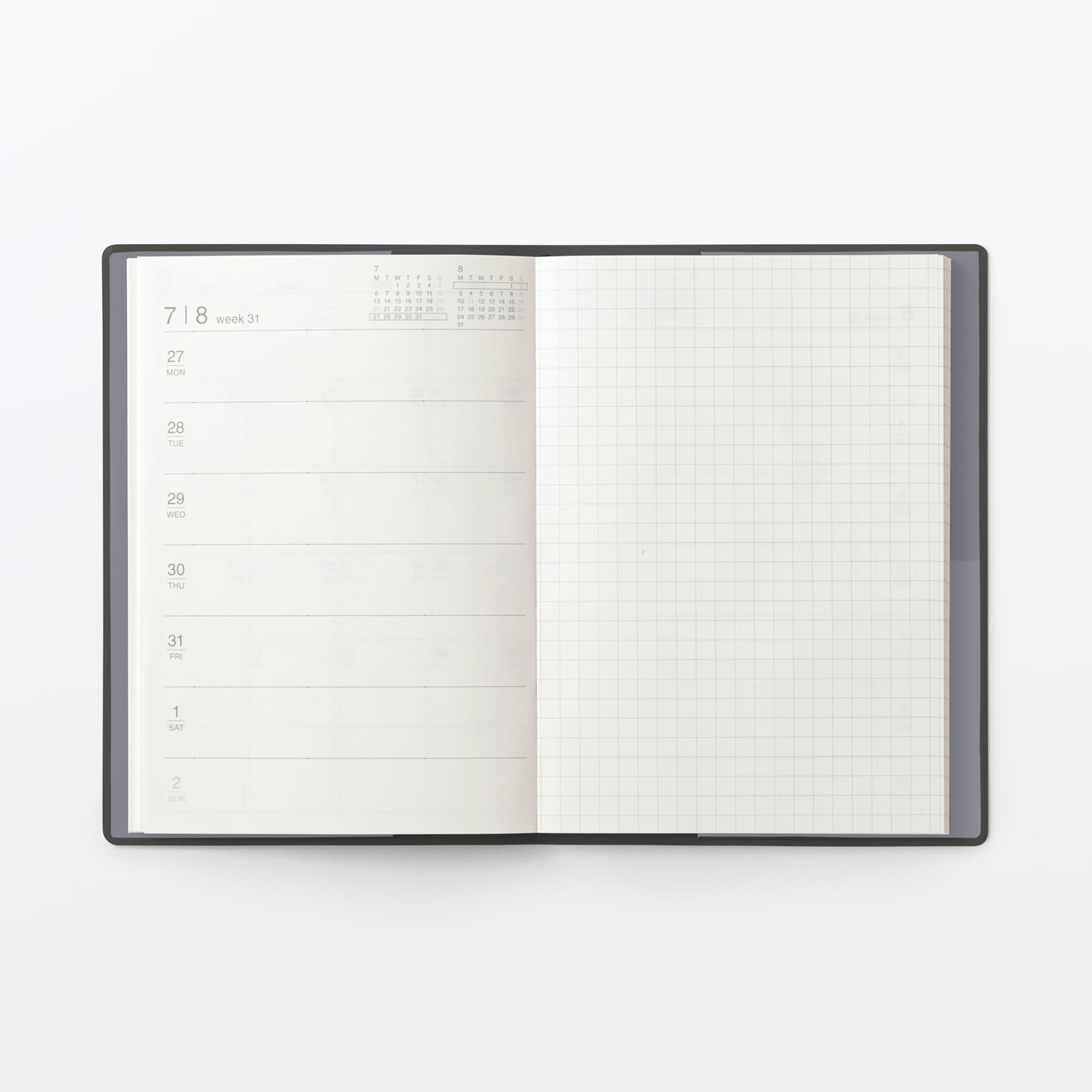 月曜始まりマンスリー／ウィークリースケジュール帳・２０２６年８月始まり