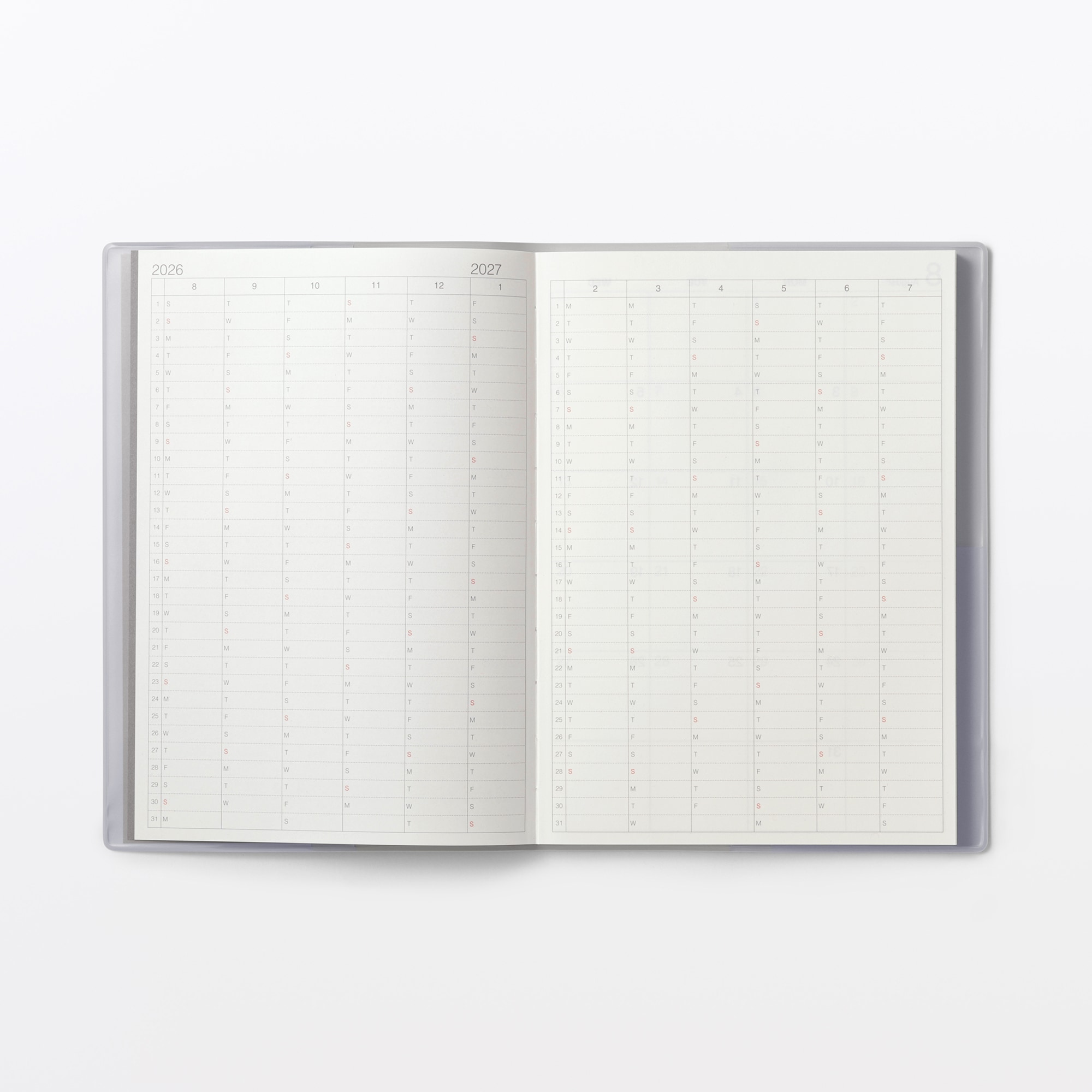 月曜始まりマンスリー／ウィークリースケジュール帳・２０２６年８月始まり