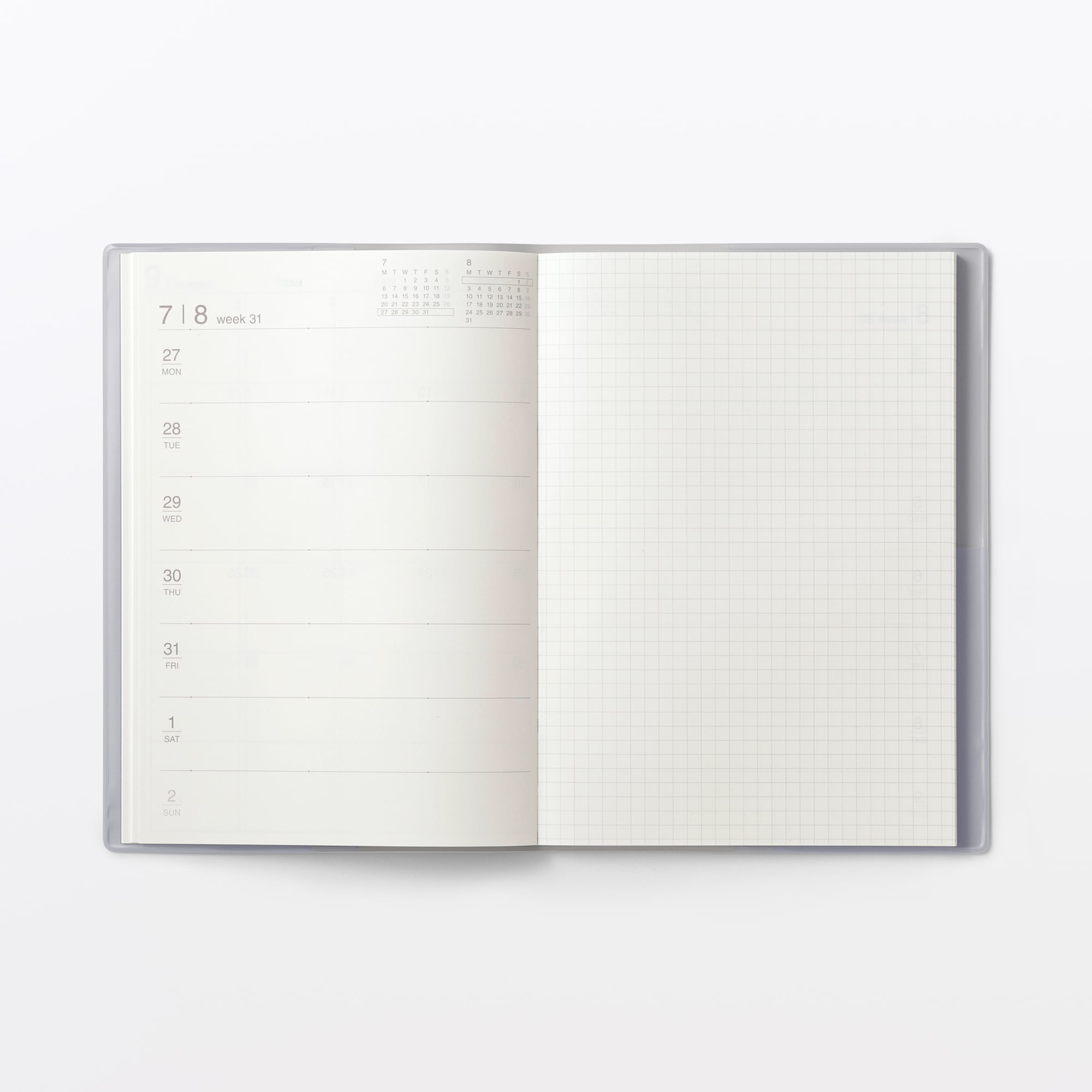 月曜始まりマンスリー／ウィークリースケジュール帳・２０２６年８月始まり