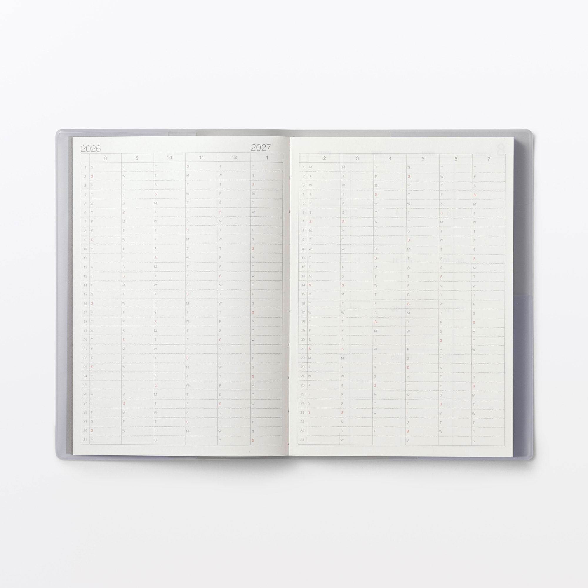 月曜始まりマンスリー／ウィークリースケジュール帳・２０２６年８月始まり