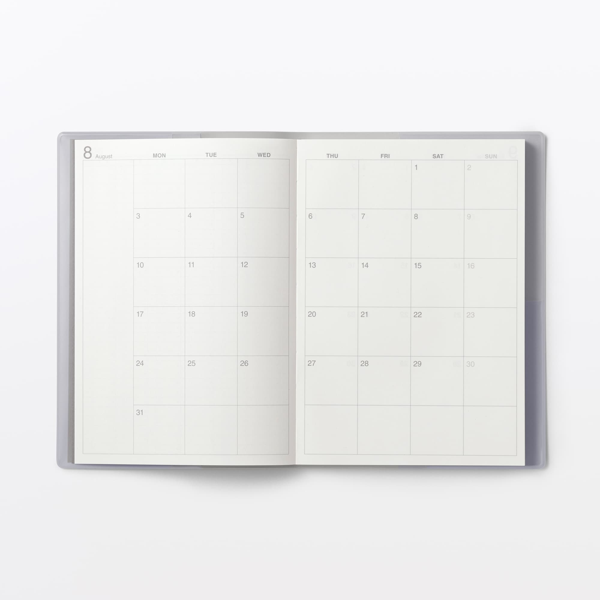 月曜始まりマンスリー／ウィークリースケジュール帳・２０２６年８月始まり