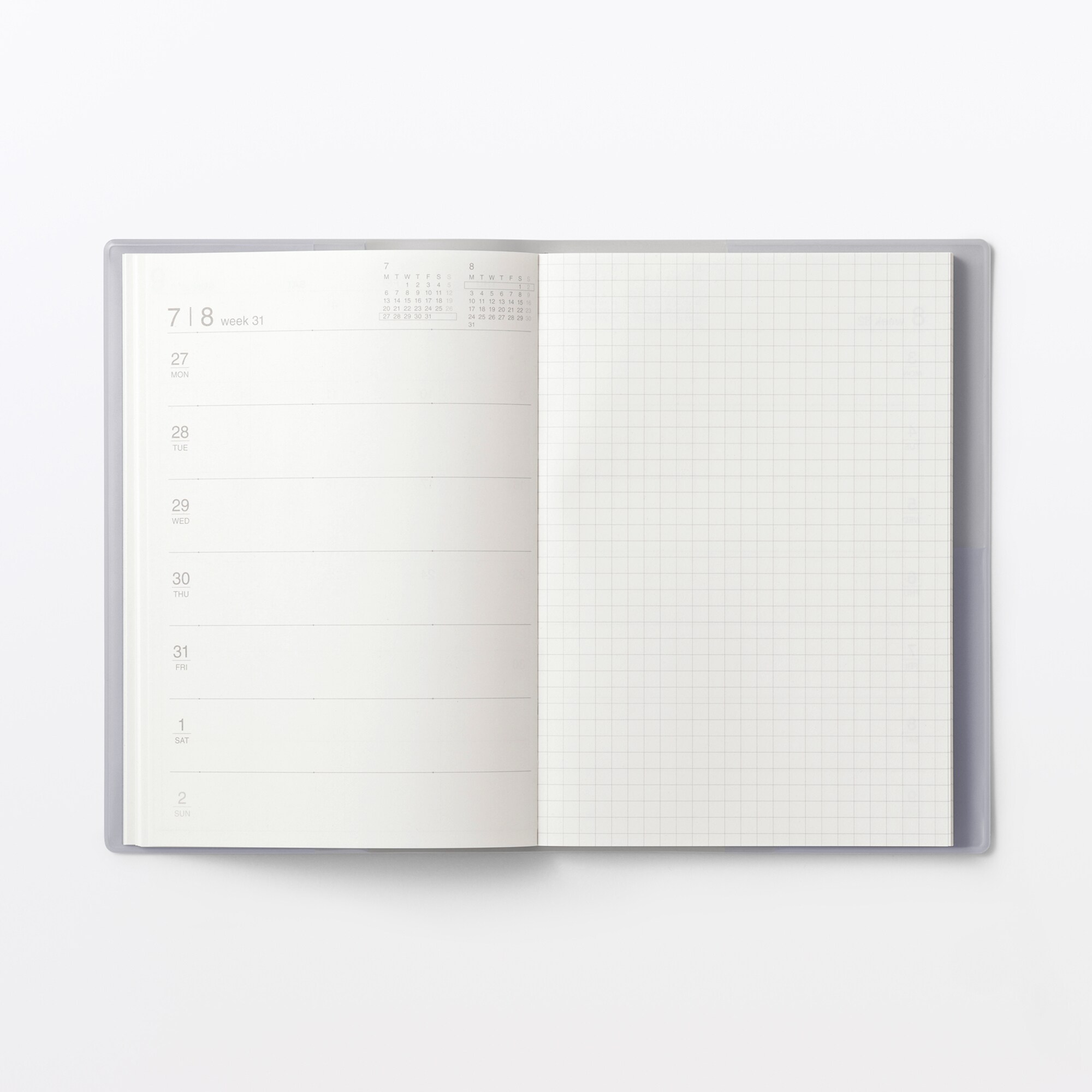 月曜始まりマンスリー／ウィークリースケジュール帳・２０２６年８月始まり