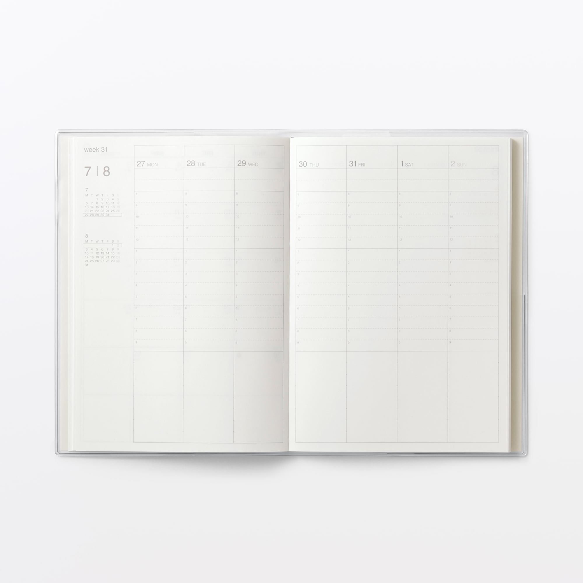 月曜始まりバーチカルスケジュール帳・２０２６年８月始まり