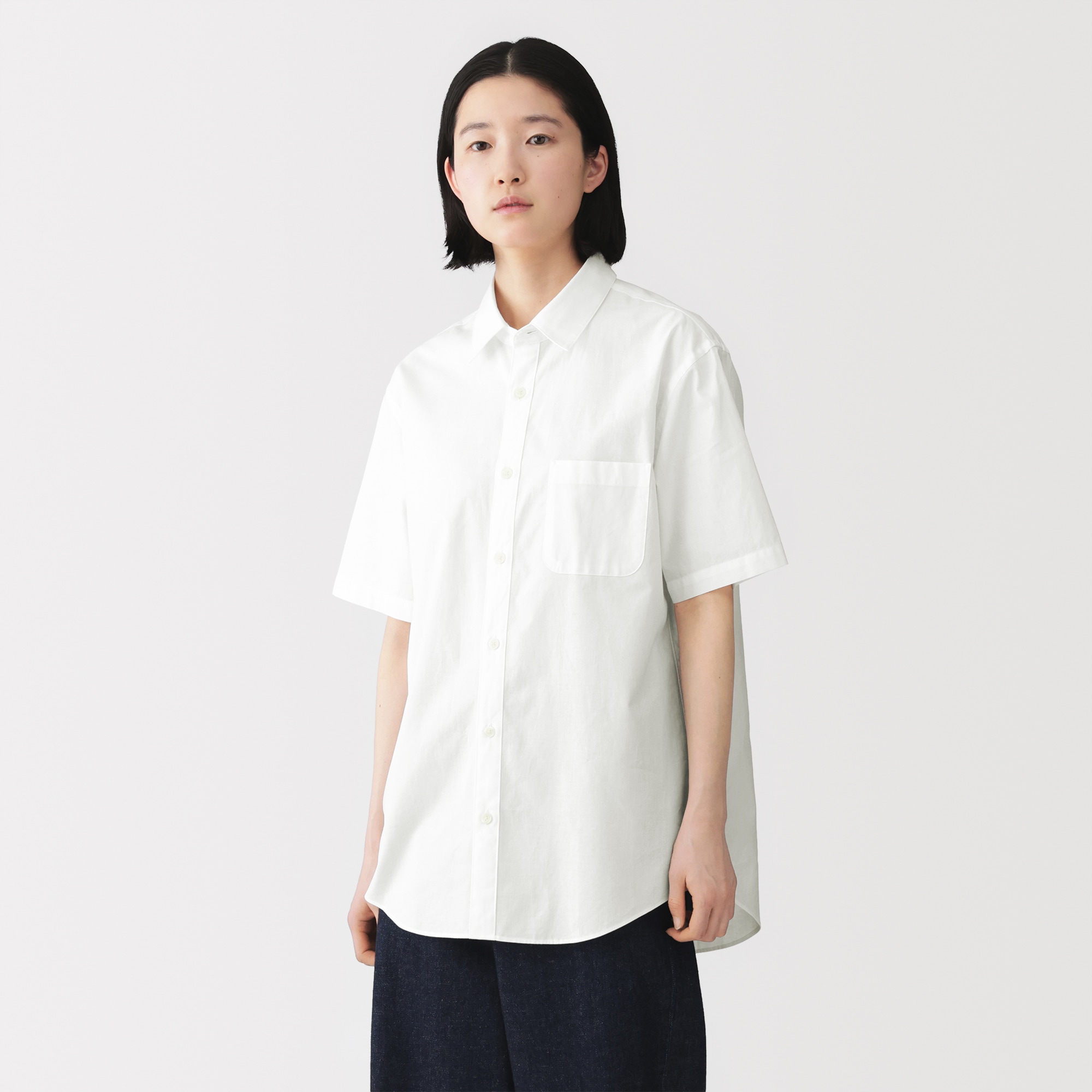 紳士 洗いざらしブロード半袖シャツ | 無印良品