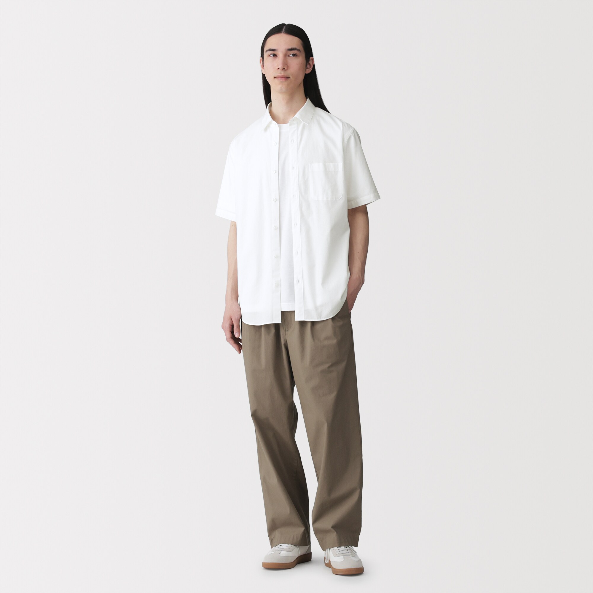 紳士 洗いざらしブロード半袖シャツ | 無印良品