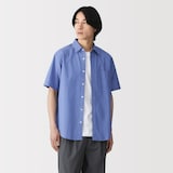 紳士　洗いざらしブロード半袖シャツ