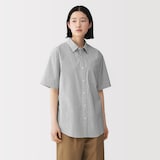 紳士　洗いざらしブロード半袖シャツ