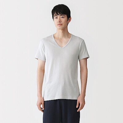 紳士　さらっと綿　Ｖネック半袖Ｔシャツ