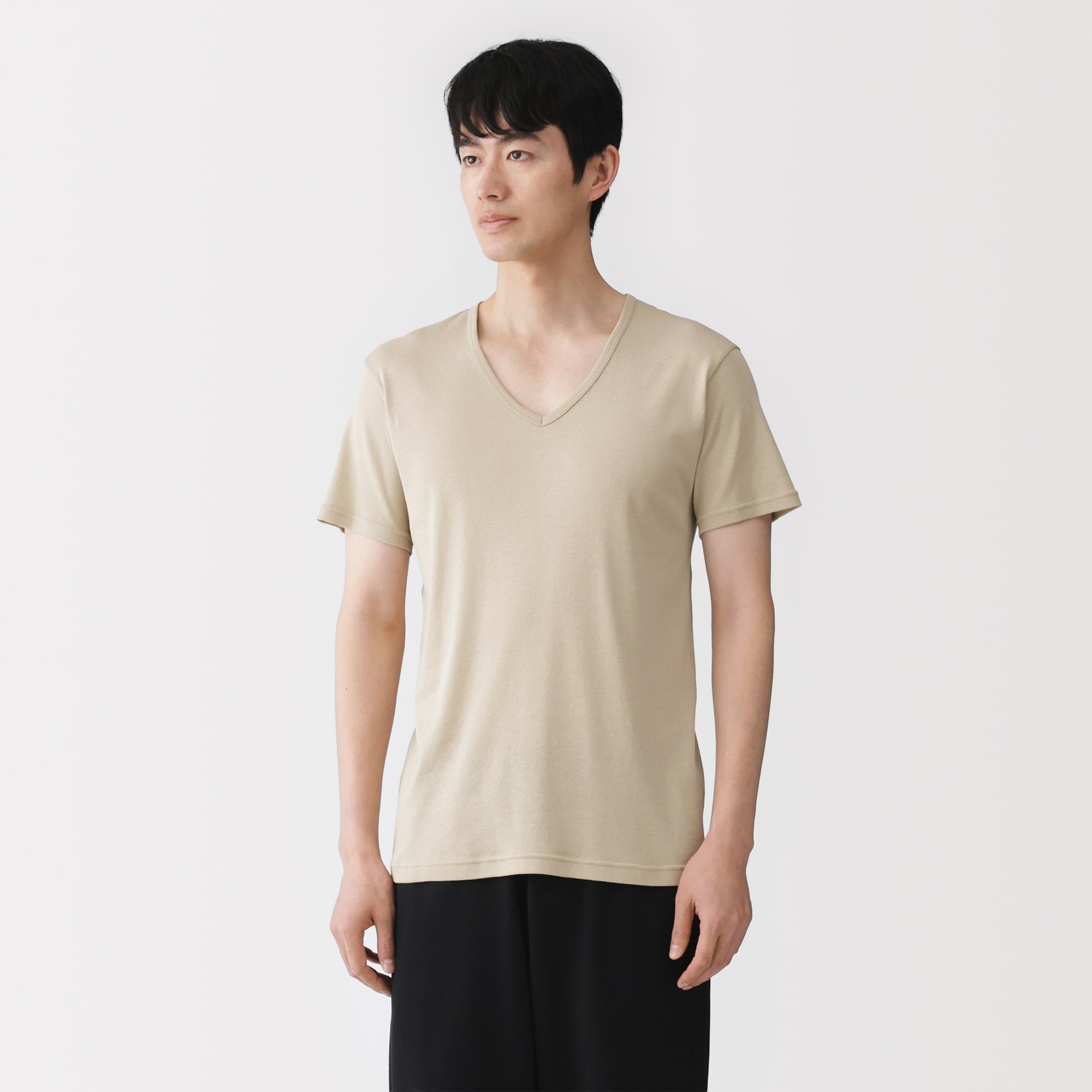 紳士 さらっと綿 Vネック半袖Tシャツ | 無印良品