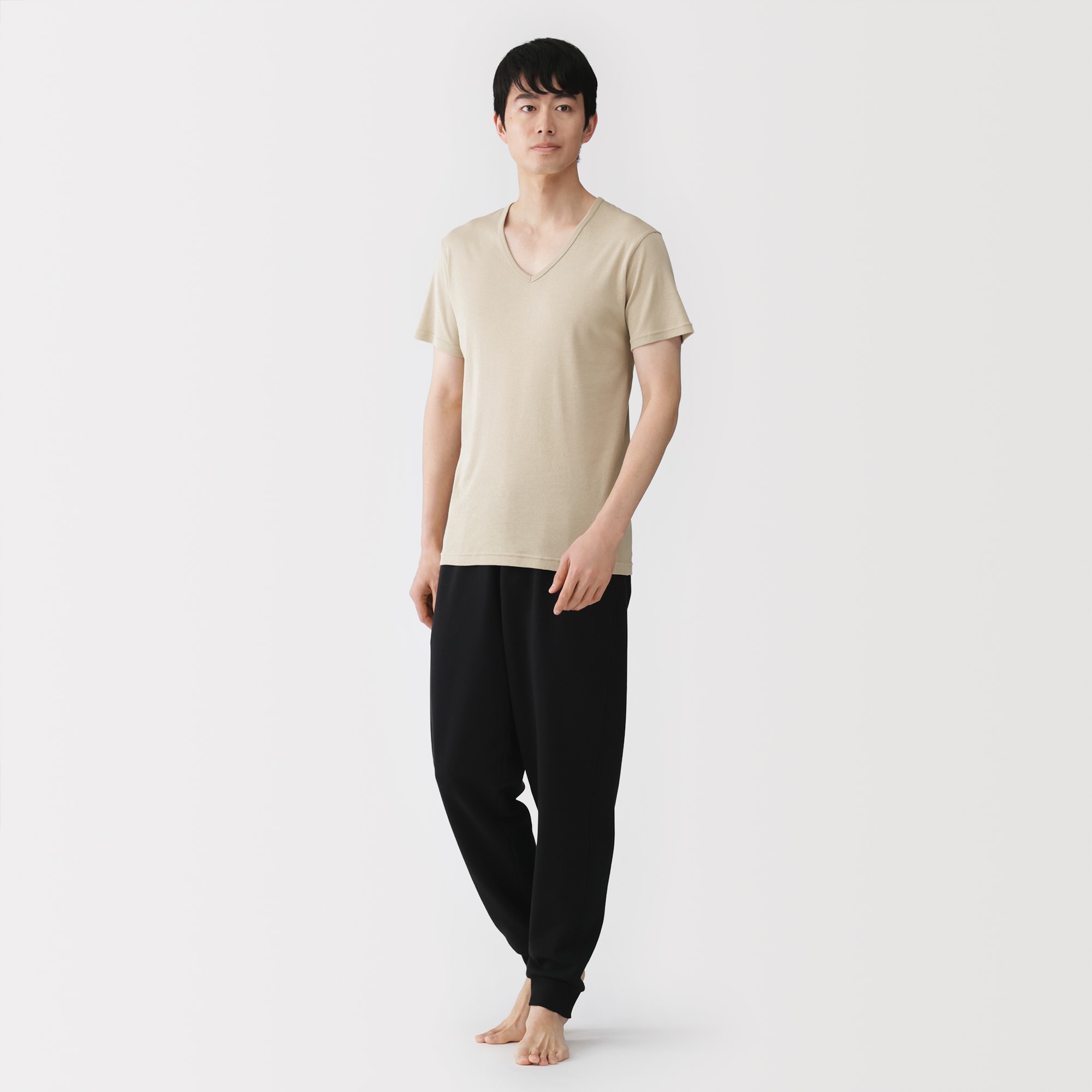 紳士 さらっと綿 Vネック半袖Tシャツ | 無印良品