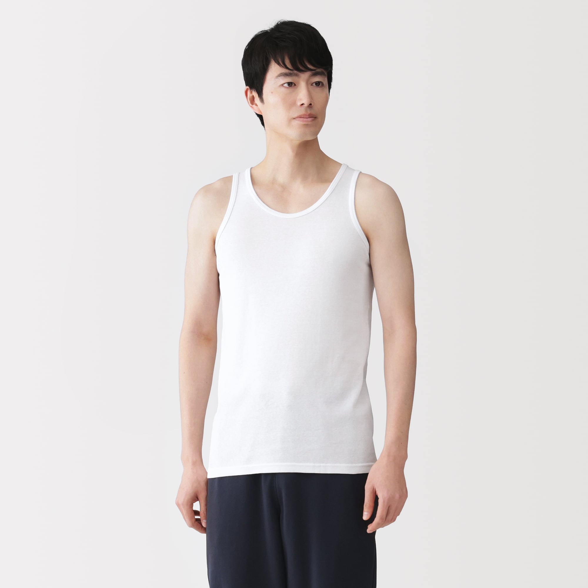 WET プリント ホワイト タンクトップ 紳士 さらっと綿 タンクトップ | 無印良品