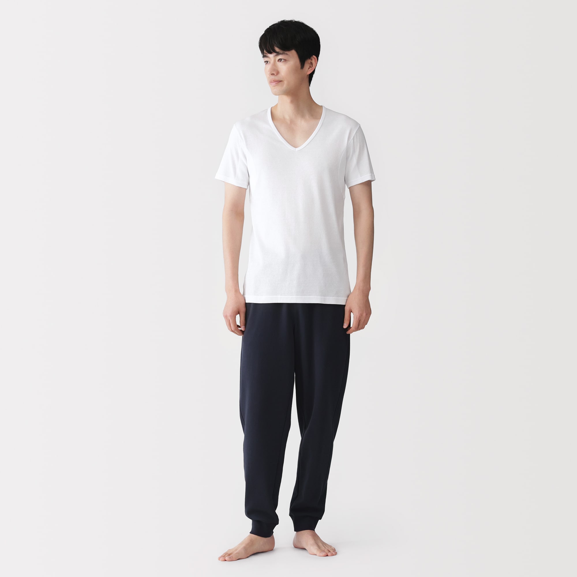 紳士　さらっと綿　汗取りパッド付　Ｖネック半袖Ｔシャツ