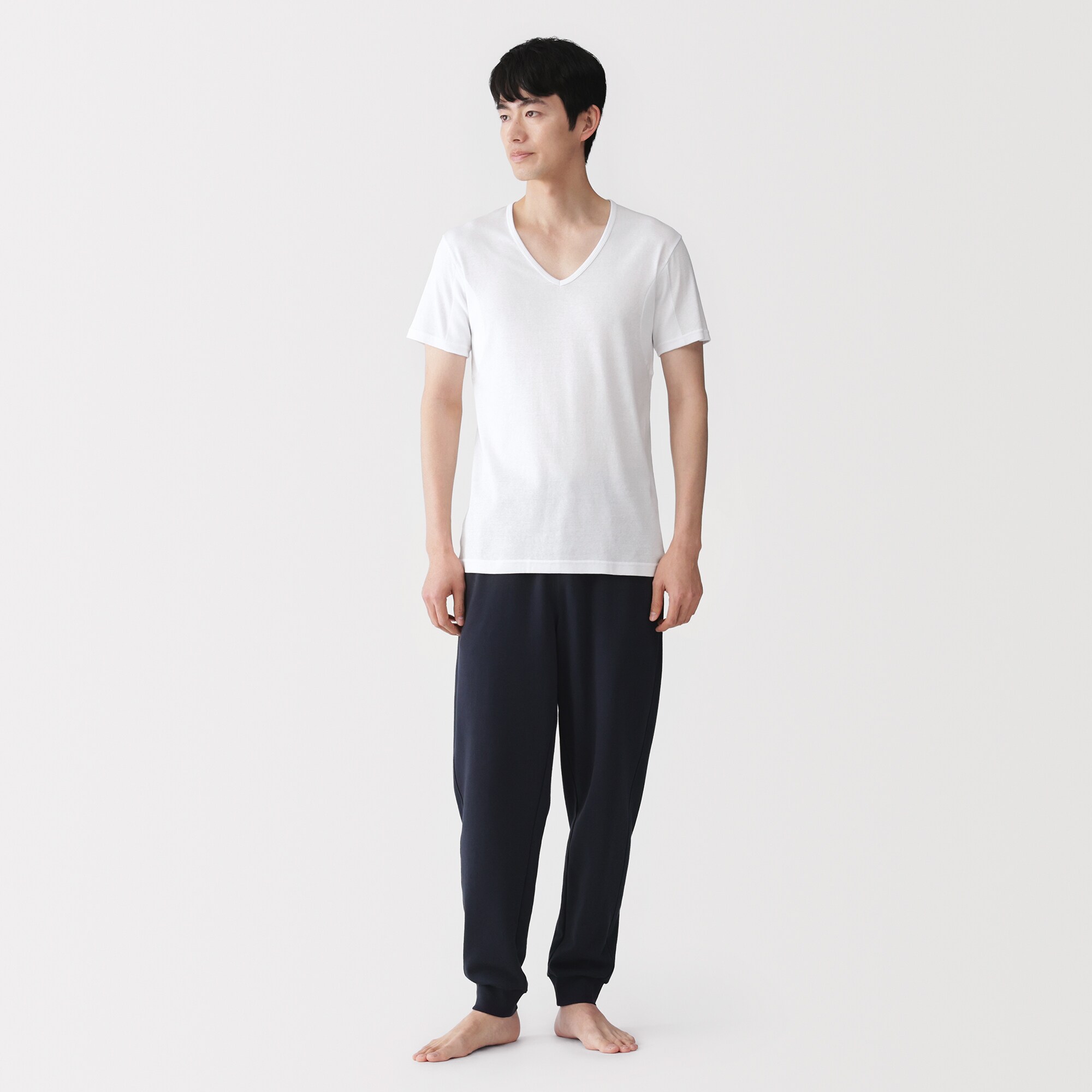 紳士　さらっと綿　汗取りパッド付　Ｖネック半袖Ｔシャツ