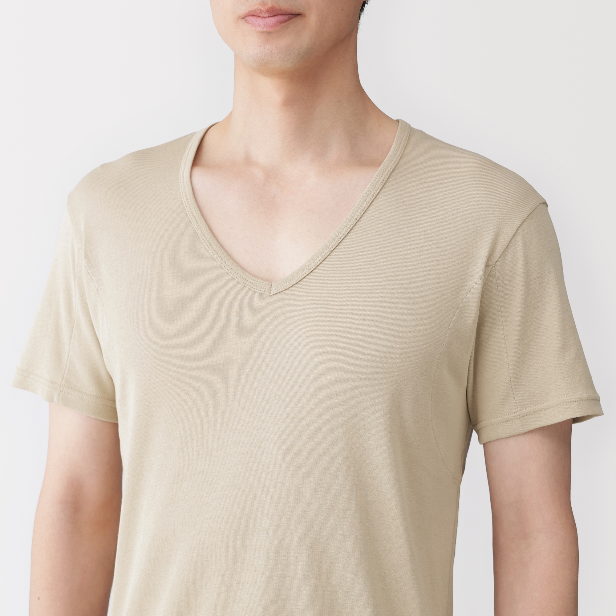 紳士　さらっと綿　汗取りパッド付　Ｖネック半袖Ｔシャツ