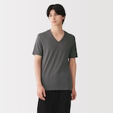 紳士　脇に縫い目のない　なめらか　Ｖネック半袖Ｔシャツ