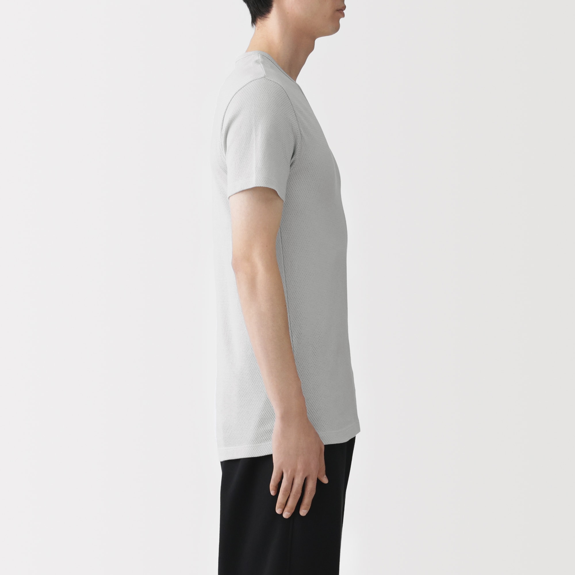 紳士 さらっと綿メッシュ編み Vネック半袖Tシャツ | 無印良品