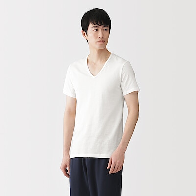 【４月２０日順次発売予定】紳士　さらっと綿メッシュ編み　Ｖネック半袖Ｔシャツ