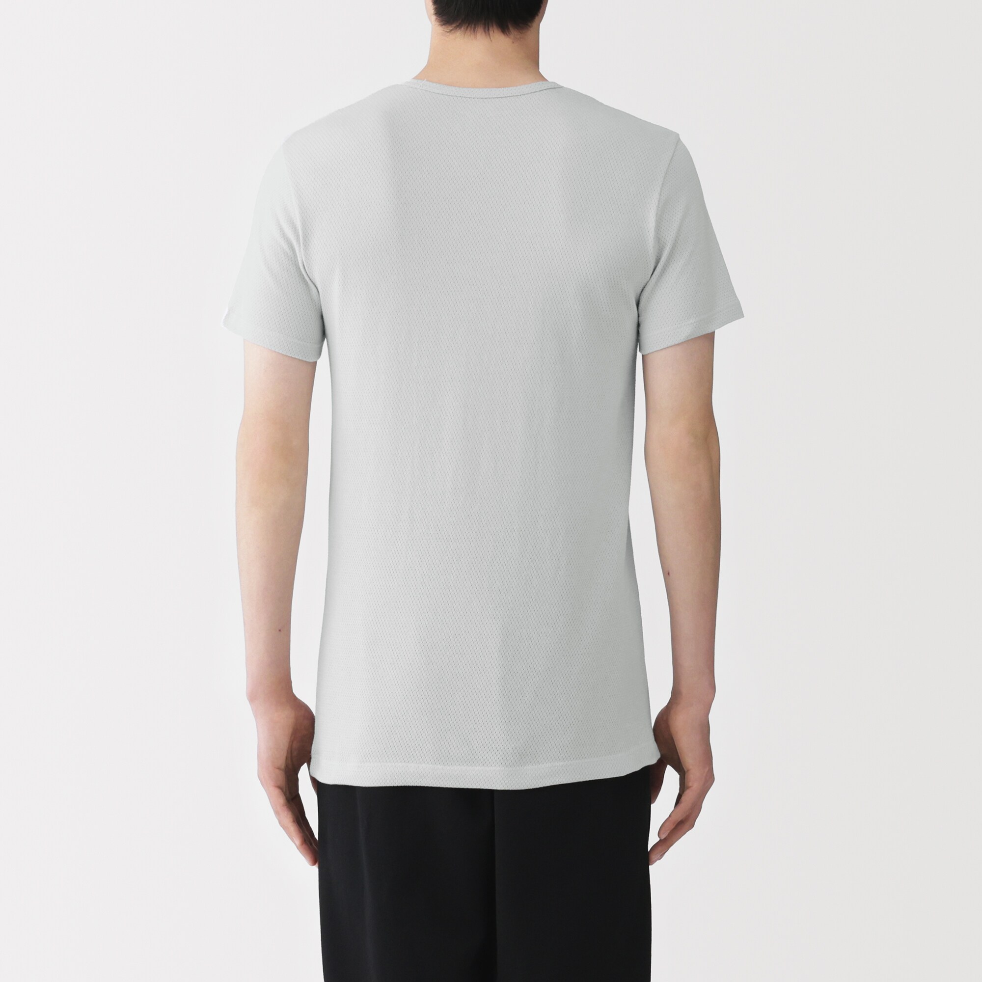 紳士　さらっと綿メッシュ編み　Ｖネック半袖Ｔシャツ