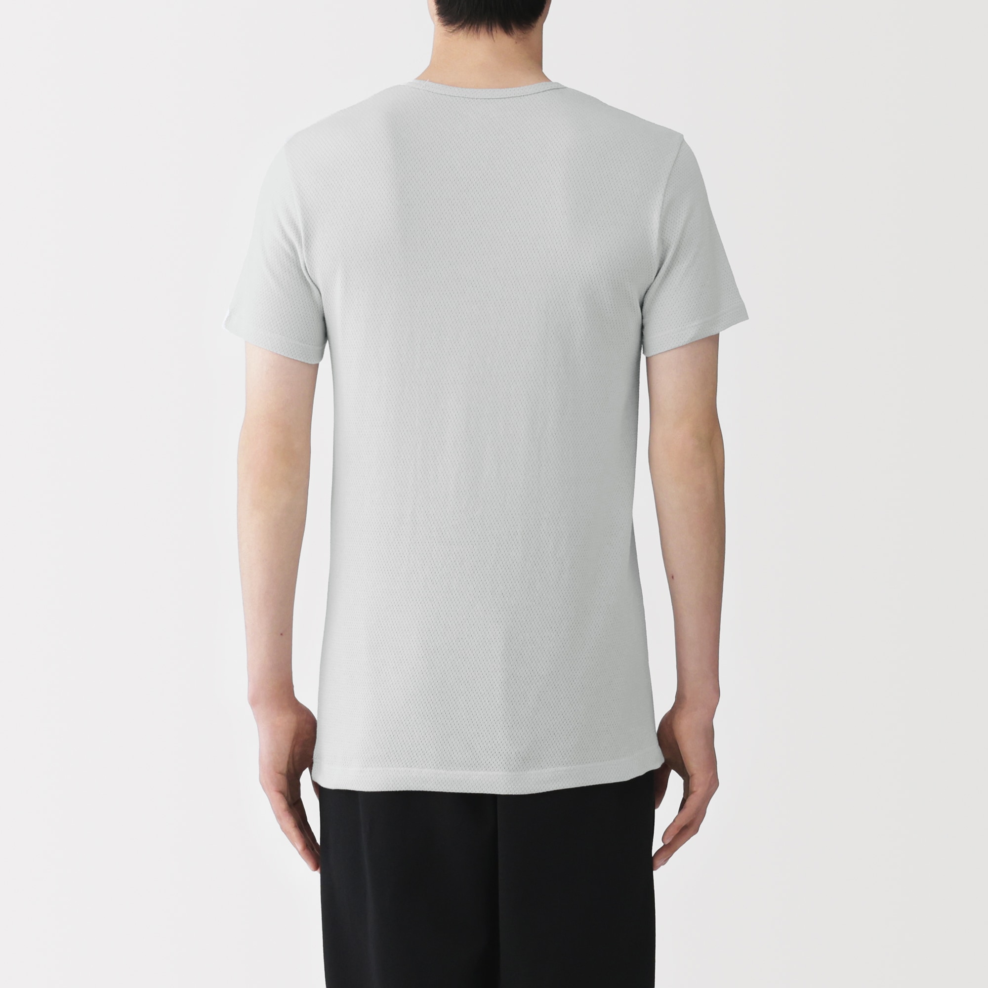 紳士　さらっと綿メッシュ編み　Ｖネック半袖Ｔシャツ