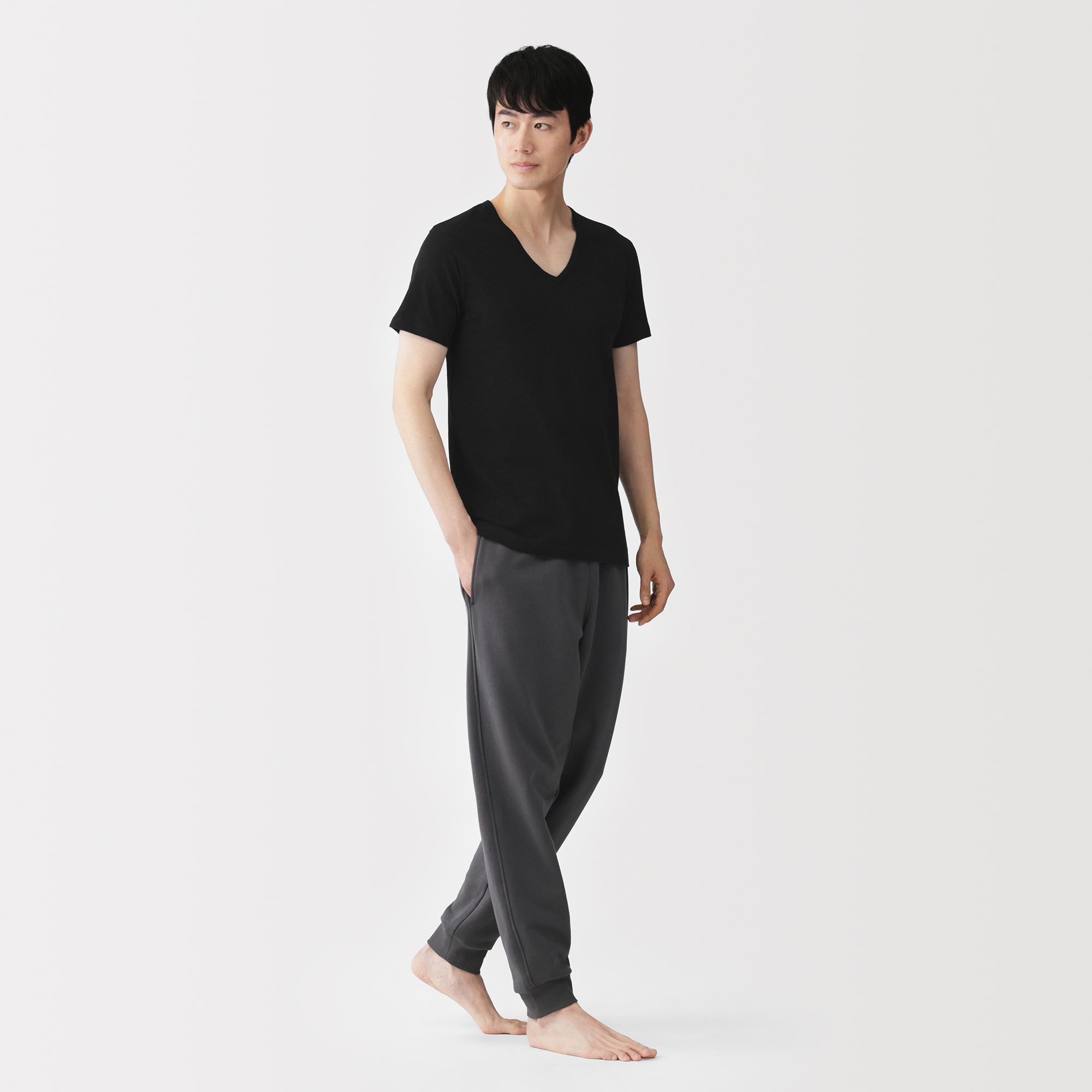 紳士 さらっと綿メッシュ編み Vネック半袖Tシャツ | 無印良品