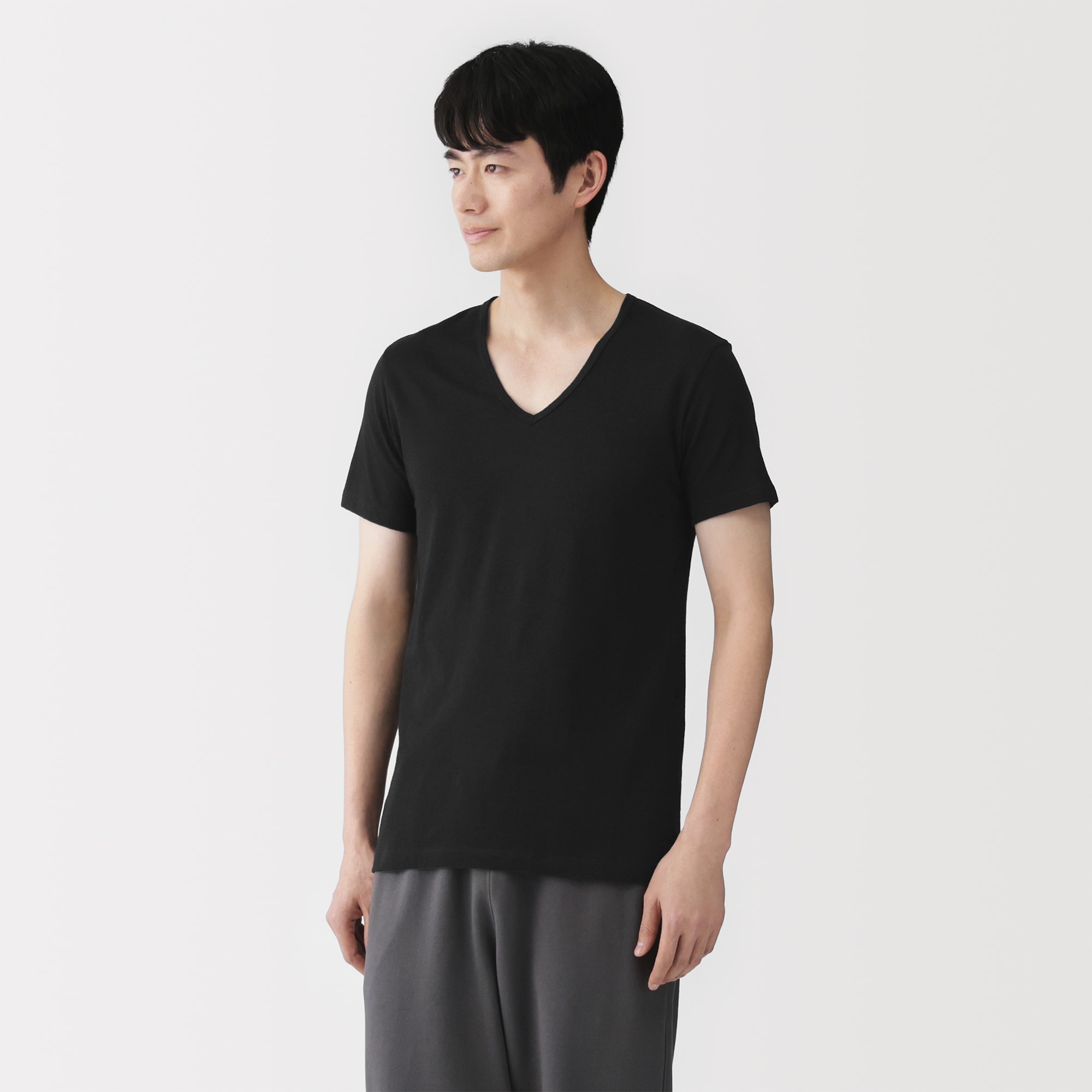 紳士 さらっと綿メッシュ編み Vネック半袖Tシャツ | 無印良品