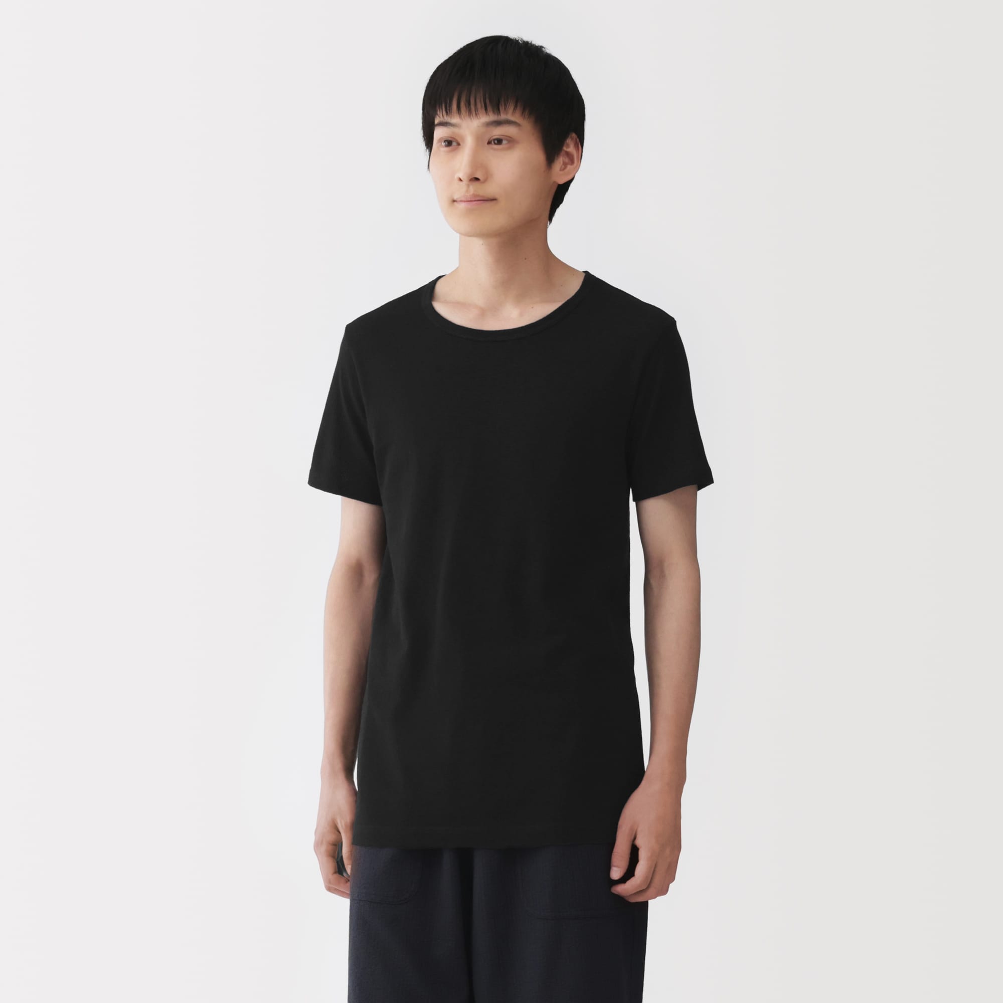 ブラック メッシュ 半袖Tシャツ 紳士 さらっと綿メッシュ編み クルーネック半袖Tシャツ | 無印良品