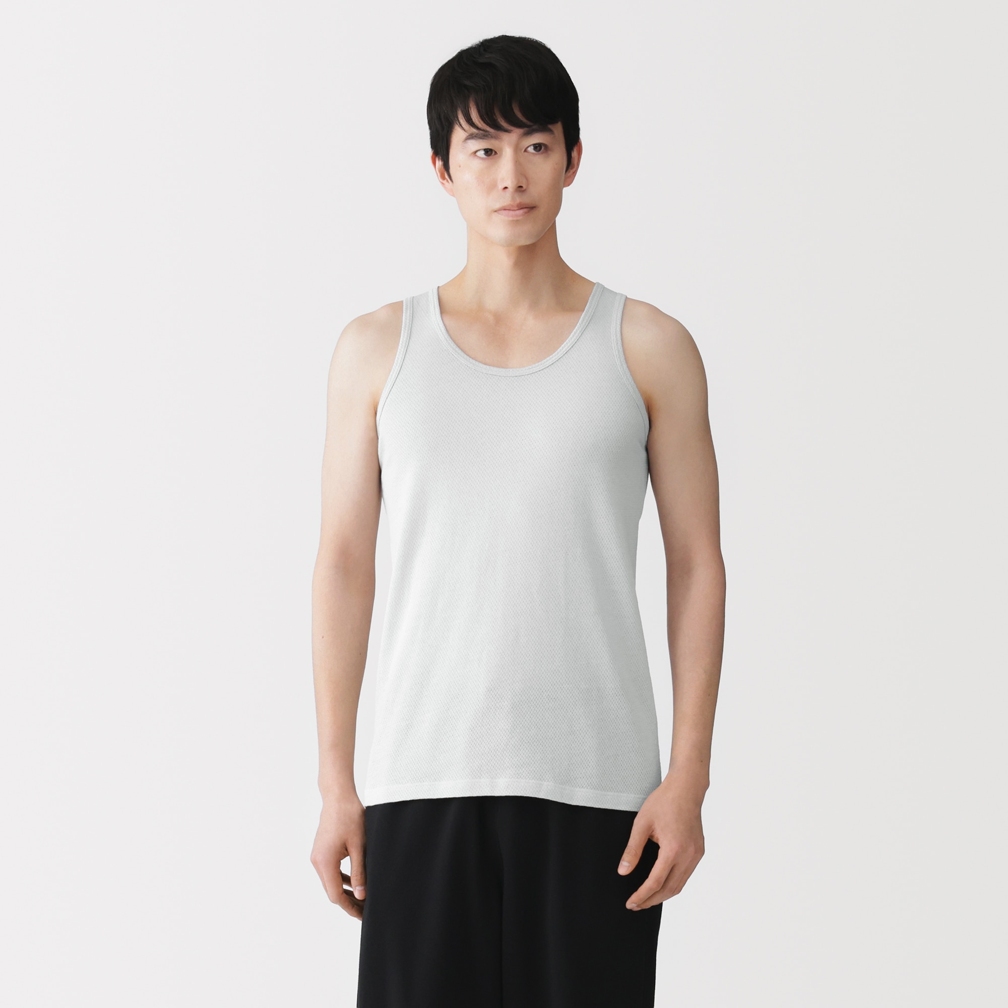 紳士　さらっと綿メッシュ編み　タンクトップ