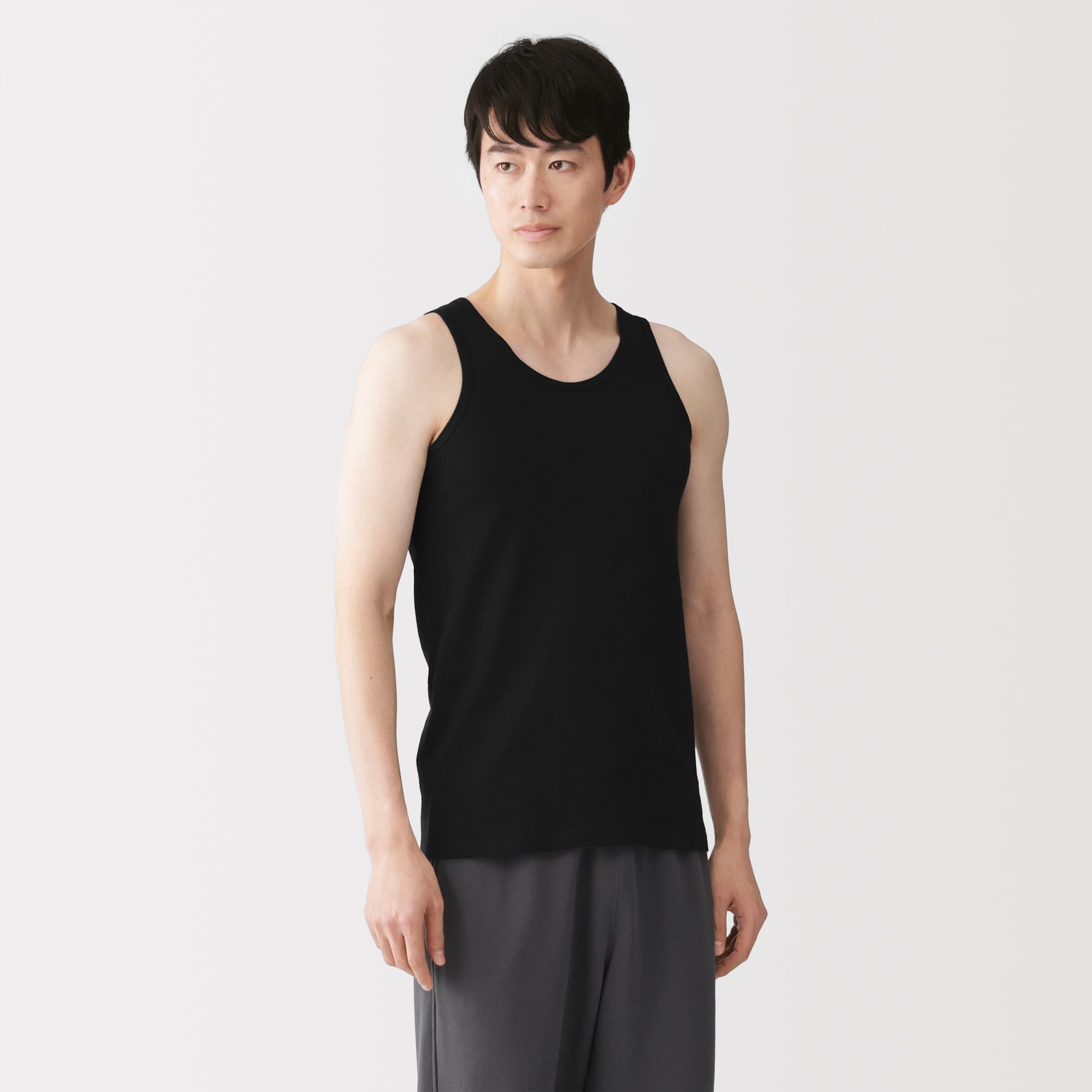 紳士　さらっと綿メッシュ編み　タンクトップ