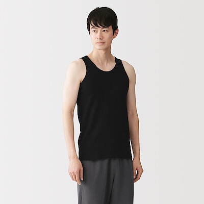 紳士　さらっと綿メッシュ編み　タンクトップ