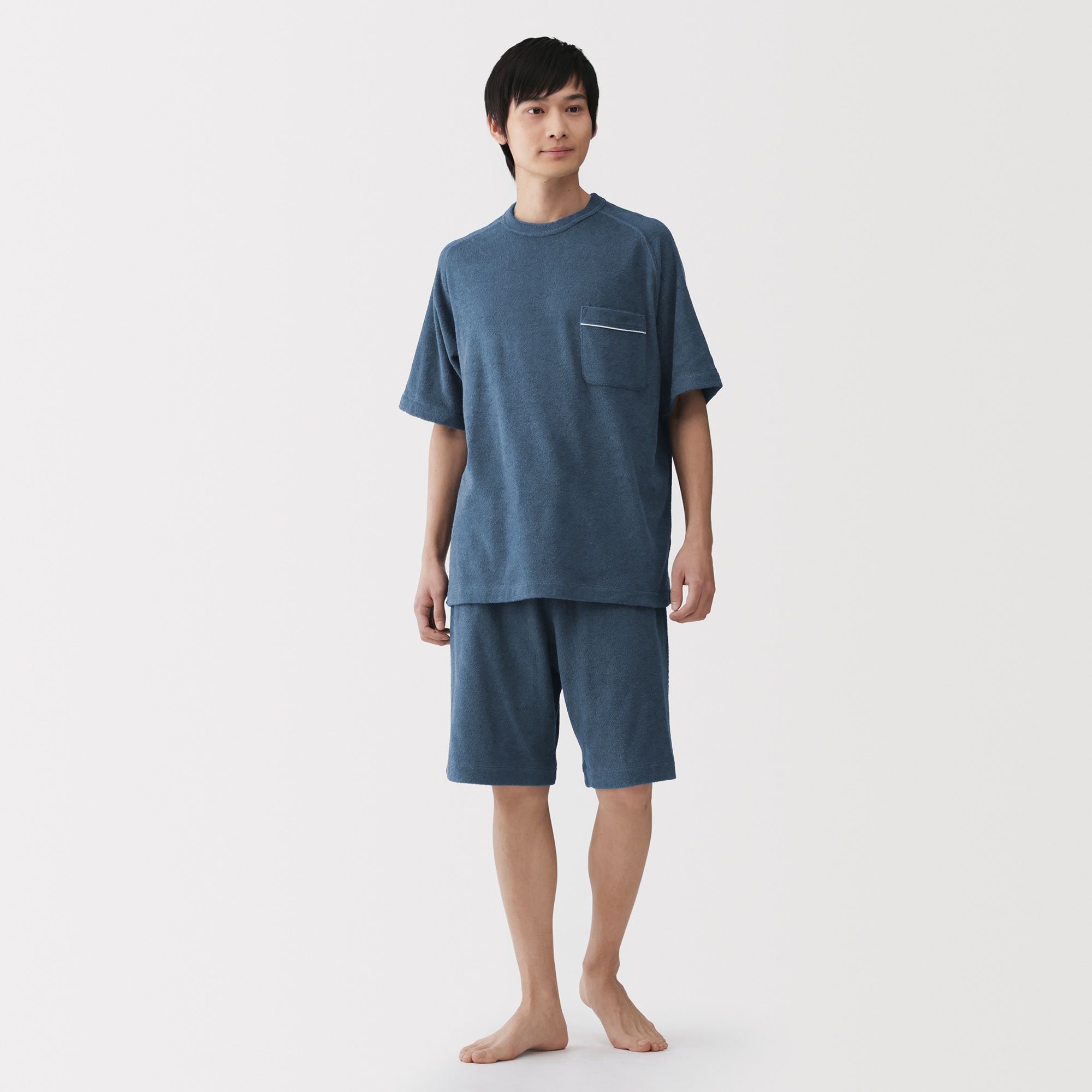 紳士　着るタオル　両面パイル　半袖ルームウェアセット