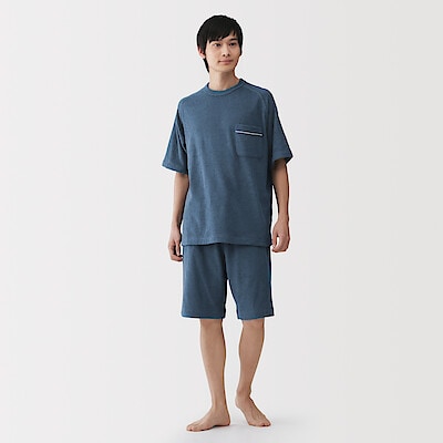 【３月上旬発売予定】紳士　着るタオル　両面パイル　半袖ルームウェアセット