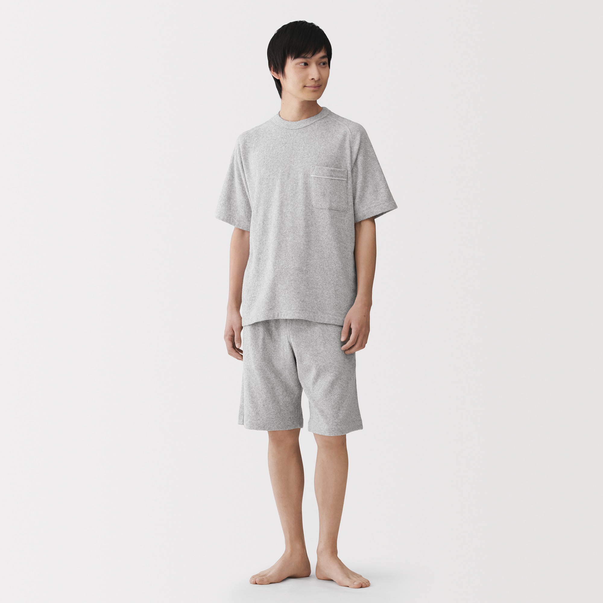 紳士　着るタオル　両面パイル　半袖ルームウェアセット