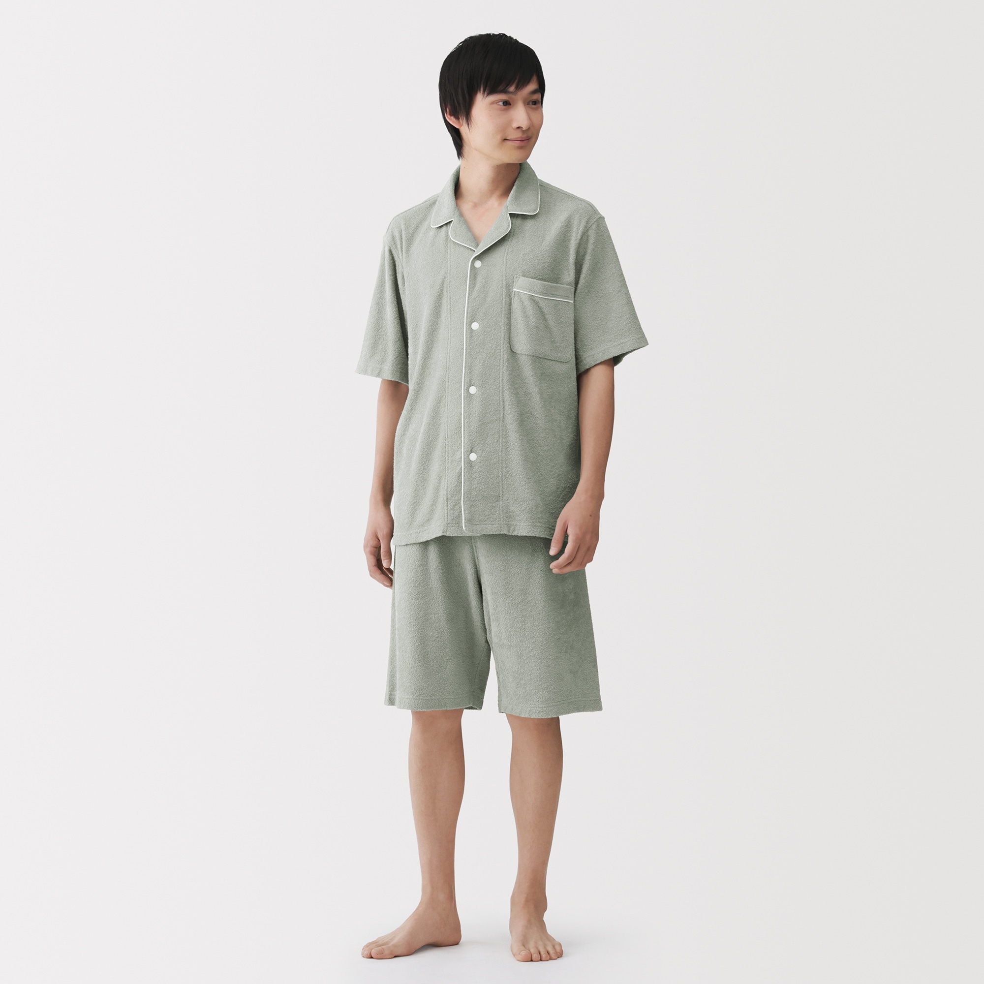 紳士　着るタオル　両面パイル　半袖パジャマ