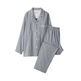 紳士　脇に縫い目のない　二重ガーゼ長袖パジャマ