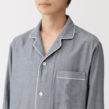 紳士　脇に縫い目のない　二重ガーゼ長袖パジャマ