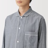 紳士　脇に縫い目のない　二重ガーゼ長袖パジャマ