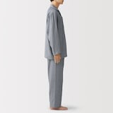 紳士　脇に縫い目のない　二重ガーゼ長袖パジャマ