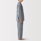 紳士　脇に縫い目のない　二重ガーゼ長袖パジャマ
