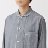 紳士　脇に縫い目のない　二重ガーゼ長袖パジャマ