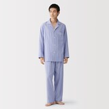 紳士　脇に縫い目のない　二重ガーゼ長袖パジャマ