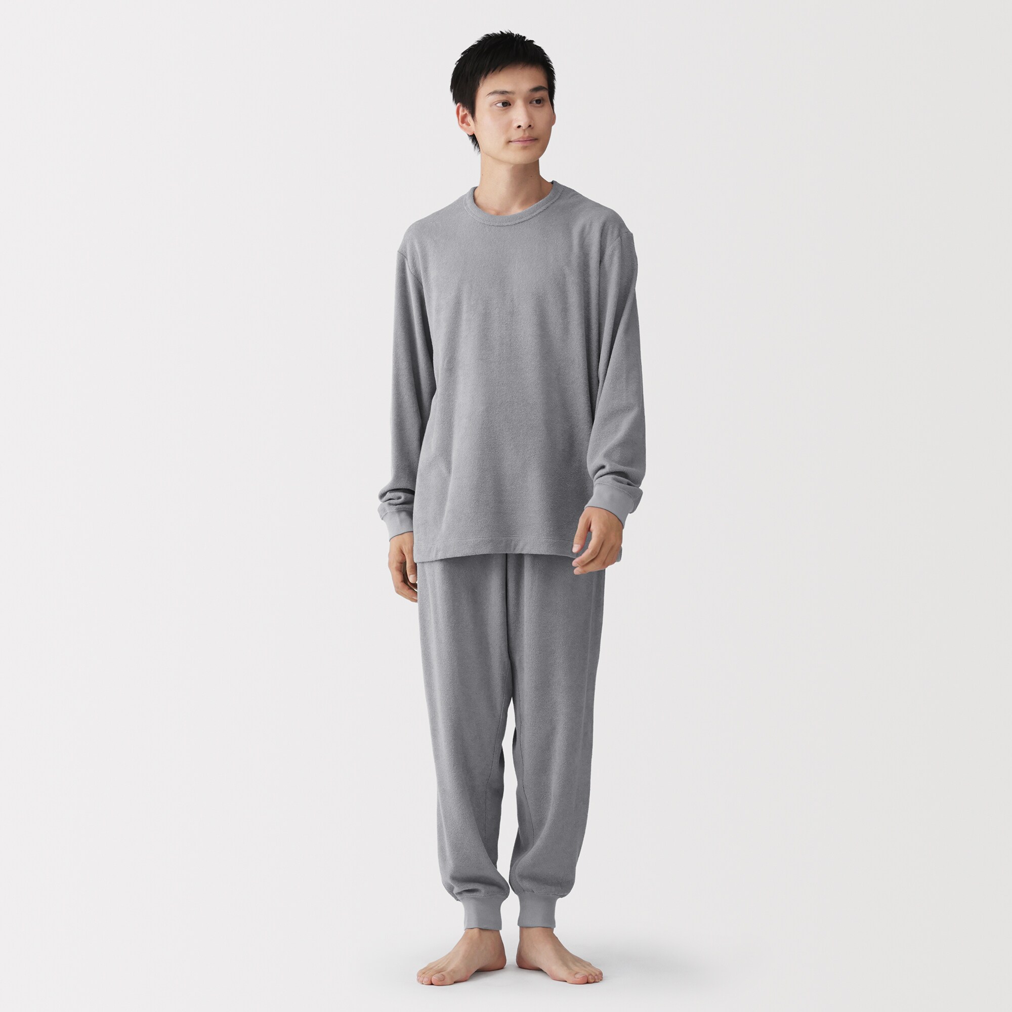 紳士　着るタオル　両面パイル　長袖ルームウエアセット