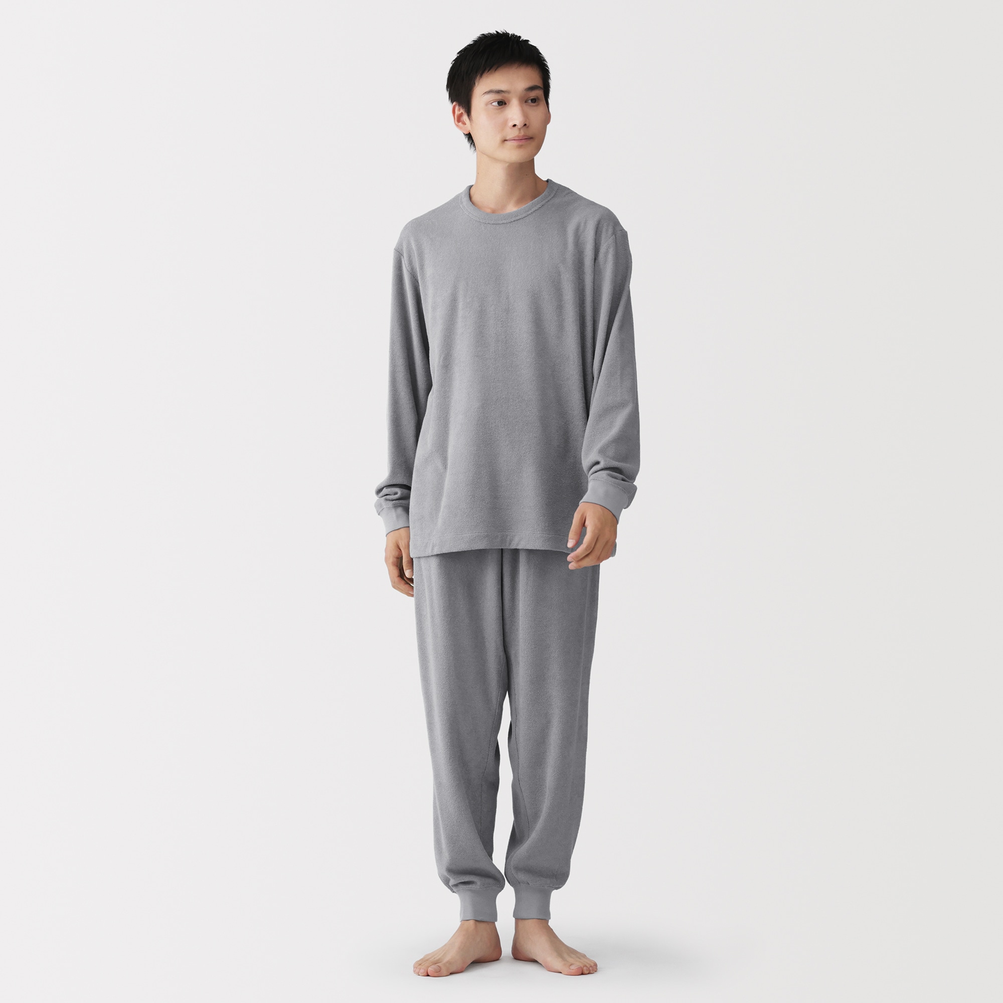 紳士　着るタオル　両面パイル　長袖ルームウエアセット