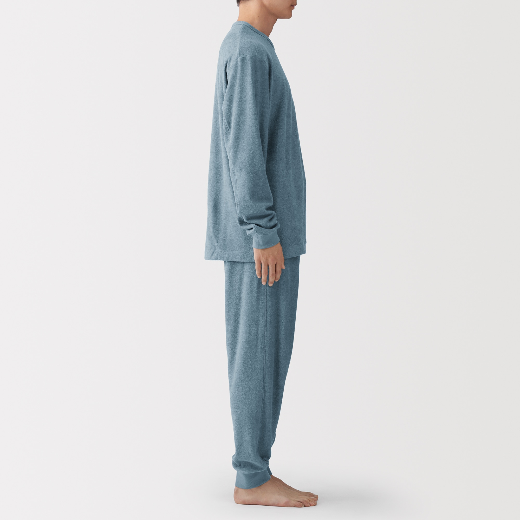 紳士　着るタオル　両面パイル　長袖ルームウエアセット