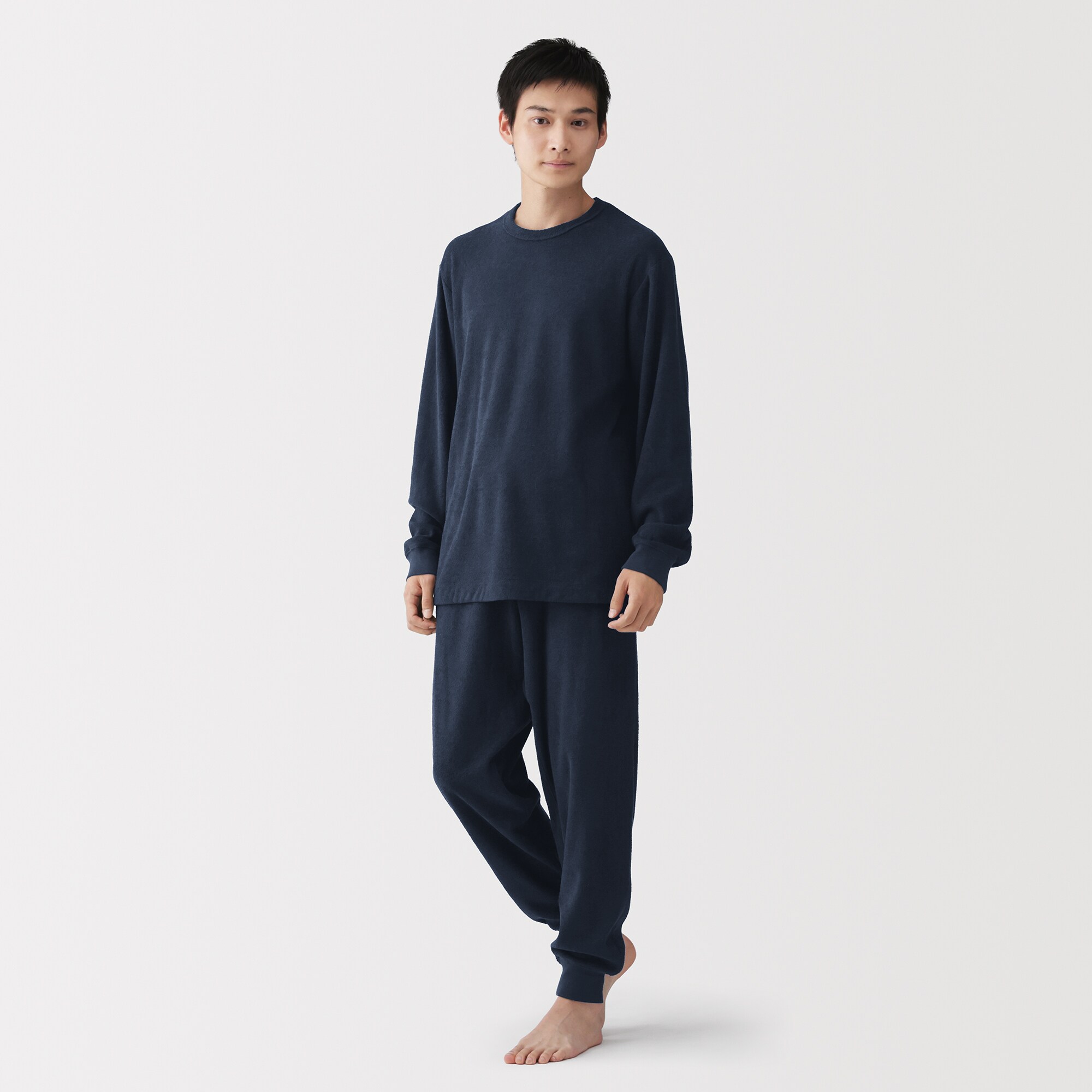 紳士　着るタオル　両面パイル　長袖ルームウエアセット